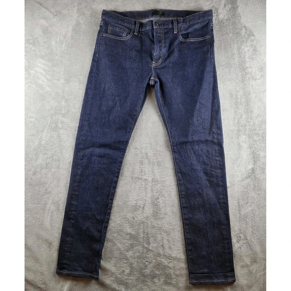 Uniqlo Kaihara Selvedge Japanese Slim Straight Denim Blue Jeans Mens 35X34